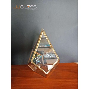 RZ- S Diamond WH 14*14*17 - Glass geometric terrarium Octahedron Wedding table vase, candle holder and centerpice. Stained glass indoor planter